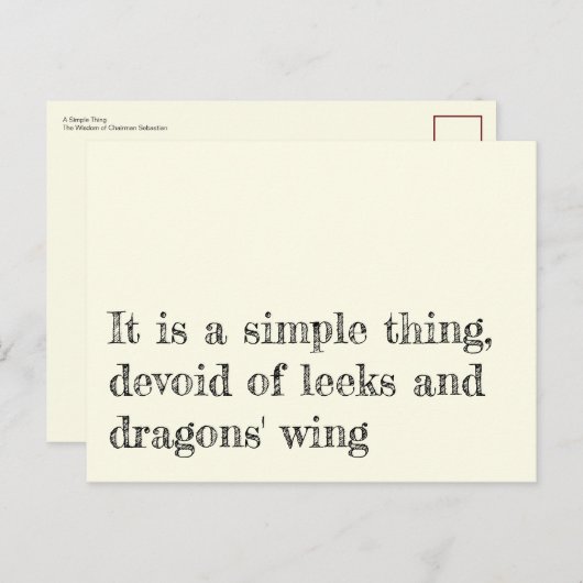 Carte Postale Une Chose Simple (Devant / Derrière)