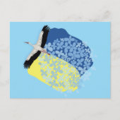 Carte Postale Une cigogne porte un drapeau ukrainien (Devant)