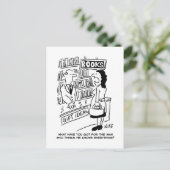 Carte Postale Une cliente de librairie pose une question au libr (Debout devant)