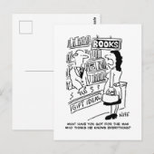 Carte Postale Une cliente de librairie pose une question au libr (Devant / Derrière)