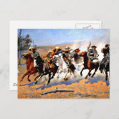 Carte Postale Une course pour le bois, peinture de Remington, (Devant / Derrière)