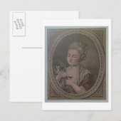 Carte Postale Une dame boit du chocolat (litho couleur) (Devant / Derrière)