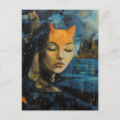 Carte Postale Une dame de chat dans la ville (Devant)
