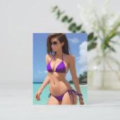 Carte Postale Une dame en bikini violet (Debout devant)