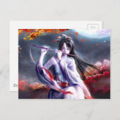 Carte Postale Une Dame Japonaise Jouant Une Flûte (Devant / Derrière)