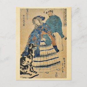 Carte Postale Une dame jouant de l'accordéon par Utagawa, Sadahi