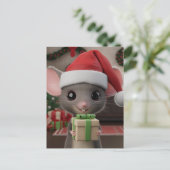 Carte Postale Une drôle de souris de Noël de chapeau de Noël (Debout devant)