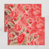 Carte Postale une écharpe rouge avec des fleurs dessus (Devant / Derrière)