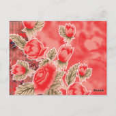 Carte Postale une écharpe rouge avec des fleurs dessus (Dos)