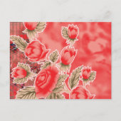 Carte Postale une écharpe rouge avec des fleurs dessus (Devant)