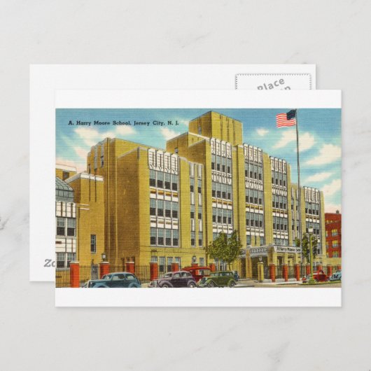 Carte Postale Une école Harry Moore à Jersey City, New Jersey (Devant / Derrière)
