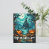 Carte Postale Une effrayante demeure hantée | Joyeux Halloween (Debout devant)