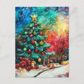 Carte Postale Une encre d'alcool d'arbre de Noël (Devant)