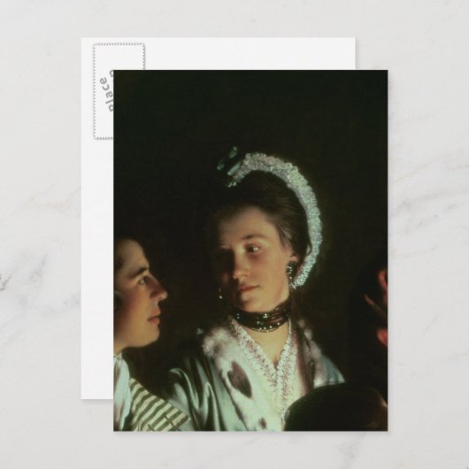 Carte Postale Une expérience sur un oiseau dans la pompe à air,  (Devant / Derrière)