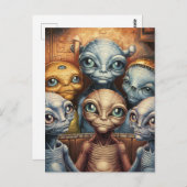 Carte Postale Une famille d'aliens (Devant / Derrière)