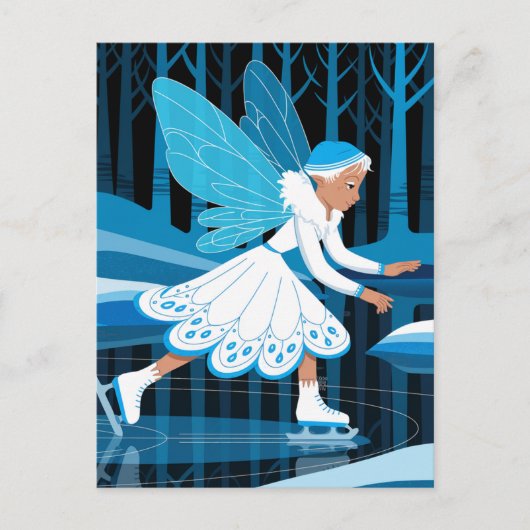 Carte Postale Une fée de glace aux ailes bleues (Devant)