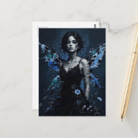Une fée de pépin avec des fleurs bleues