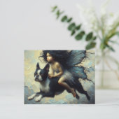 Carte Postale Une fée mignonne et son Boston Terrier (Debout devant)