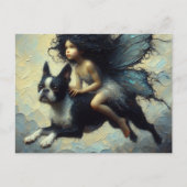 Carte Postale Une fée mignonne et son Boston Terrier (Devant)