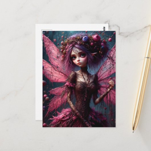Carte Postale Une féerique rose adorable (Devant/Arrière en situation)