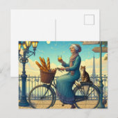 Carte Postale Une femme à vélo (Devant / Derrière)