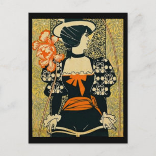 Carte Postale Une Femme À Vélo