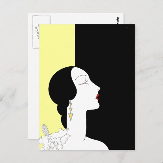 Carte Postale Une femme Art déco en profil (Devant / Derrière)