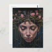 Carte Postale Une Femme Aux Fleurs Lys D'Eau (Devant / Derrière)