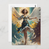 Carte Postale une femme avec des ailes se levant dans l'air (Devant / Derrière)