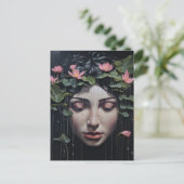 Carte Postale Une femme avec des fleurs (Debout devant)