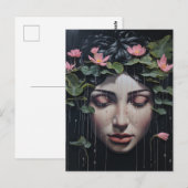 Carte Postale Une femme avec des fleurs (Devant / Derrière)