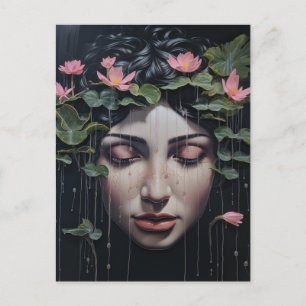 Carte Postale Une femme avec des fleurs