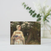 Carte Postale Une femme avec des fleurs Peinture à l'huile (Debout devant)