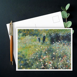 Carte Postale Une femme avec un parasol dans un jardin par Augus