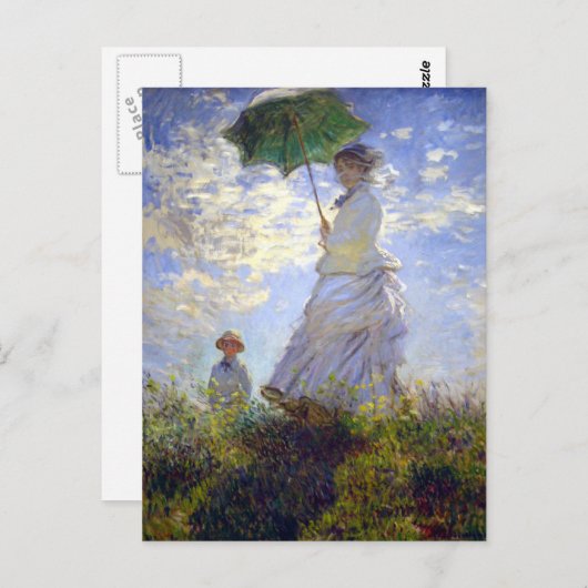 Carte Postale Une femme avec un parasol par Claude Monet (Devant / Derrière)