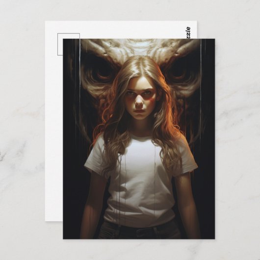 Carte Postale Une femme blonde et un démon (Devant / Derrière)