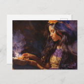 Carte Postale Une femme brûle le sable et médite (Devant / Derrière)