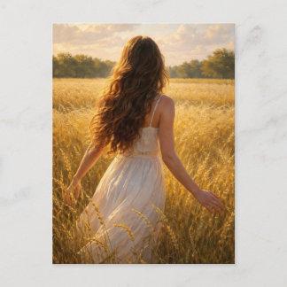 Carte Postale Une femme dans un champ de foin par M. Laplante