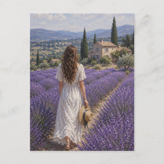 Carte Postale Une femme dans un champ de lavande par M. Laplante