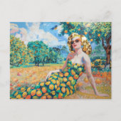 Carte Postale Une femme dans une Orange Grove (Devant)