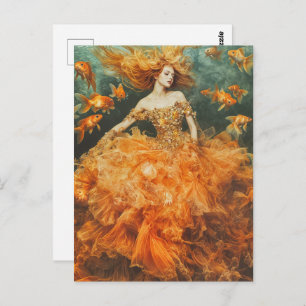 Carte Postale Une femme dans une robe GoldFish