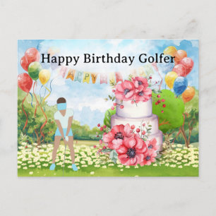 Carte Postale Une femme de golf joue au golf Birthday golfer Car
