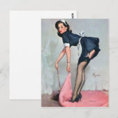 Carte Postale Une femme de ménage française balaie la pointe ver (Devant / Derrière)