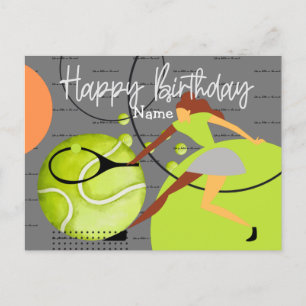 Carte Postale Une femme de tennis joue à Happy Birthday