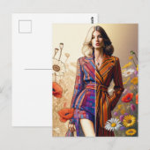 Carte Postale Une femme Deux styles Dessin de mode (Devant / Derrière)