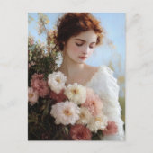 Carte Postale Une femme élégante avec des fleurs peint (Devant)