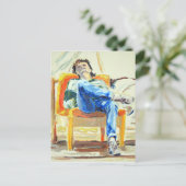 Carte Postale Une femme en chaise peinture à l'huile (Debout devant)