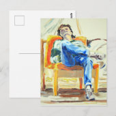 Carte Postale Une femme en chaise peinture à l'huile (Devant / Derrière)