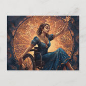 Carte Postale Une femme en fauteuil roulant danse joyeusement (Devant)