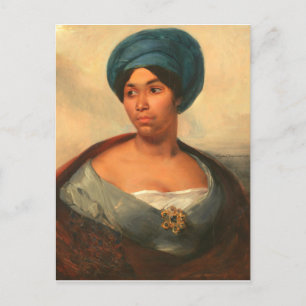 CARTE POSTALE UNE FEMME EN TURBAN BLEU PAR DELACROIX